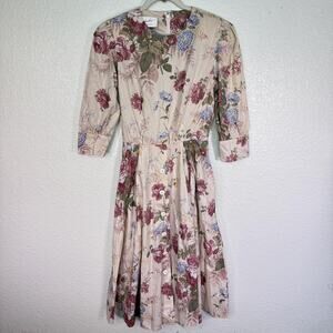 Vintage Schrader Sport Dress Womens 10 Floral Midi Prairie Cottagecore 80s 90s